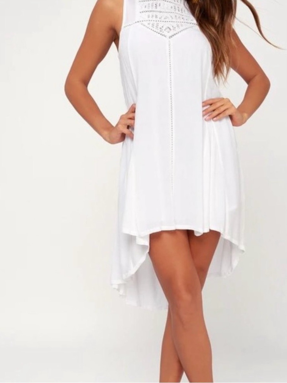O'Neill White High-Low Crochet Trim Dress - Picture 4 of 12